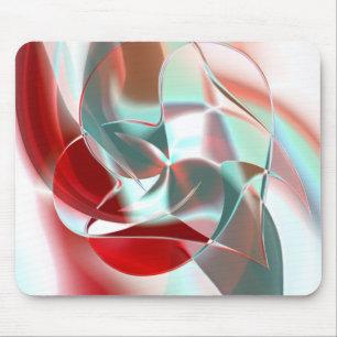 Verdrehte kreisförmige Stücke in grell roter bis k Mousepad