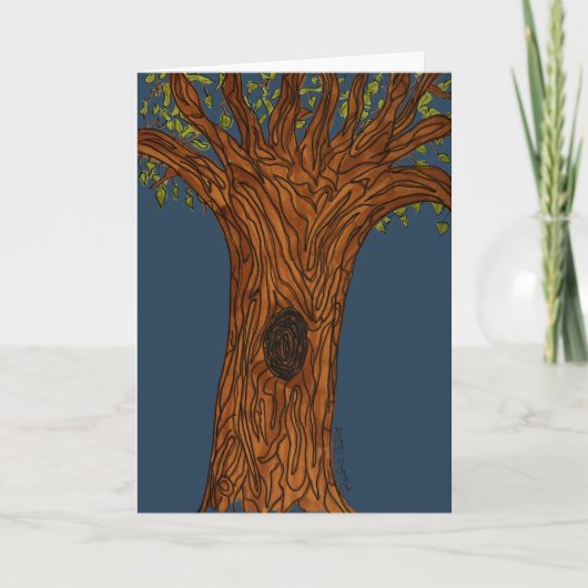Verdrehter Baum mit blauem Hintergrund - Leer Karte (Vorderseite)