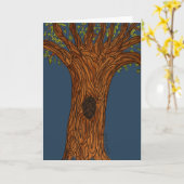 Verdrehter Baum mit blauem Hintergrund - Leer Karte (Gelbe Blume)