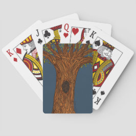 Verdrehter Baum mit blauem Hintergrund Spielkarten