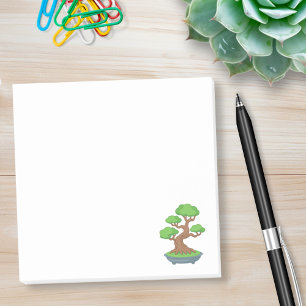 Verdrehter japanischer Bonsai-Baum Post-it Klebezettel