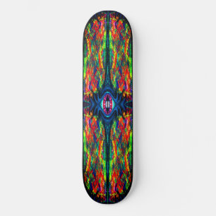 Verdrehtes und trippiges Augengemälde Skateboard