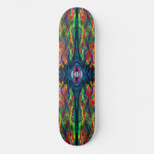 Verdrehtes und trippiges Augengemälde Skateboard