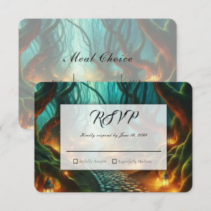 Verdrehtes Waldlaternenweg-Hochzeit RSVP Karte