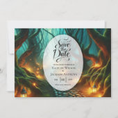 Verdrehtes Waldlaternenweg-Hochzeit Save The Date (Vorderseite)