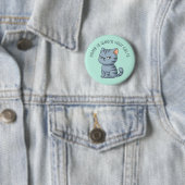 Verdrießliche Graue Tabby-Katze Individueller Text Button (Beispiel)
