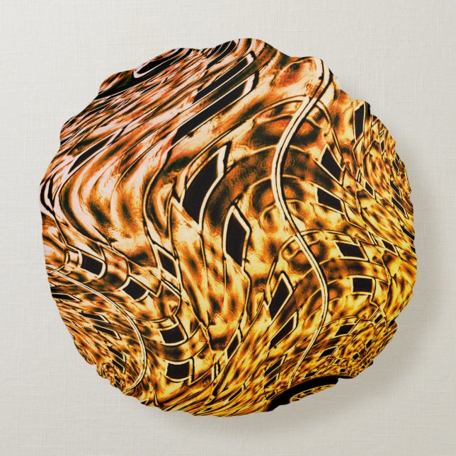 Verdrillt mit einem leichten Schatten von Korallen Rundes Kissen (Rückseite)