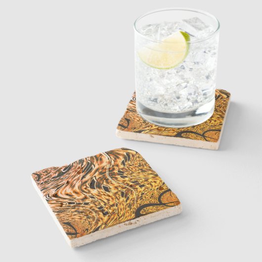 Verdrillt mit einem leichten Schatten von Korallen Steinuntersetzer (Seitenansicht)