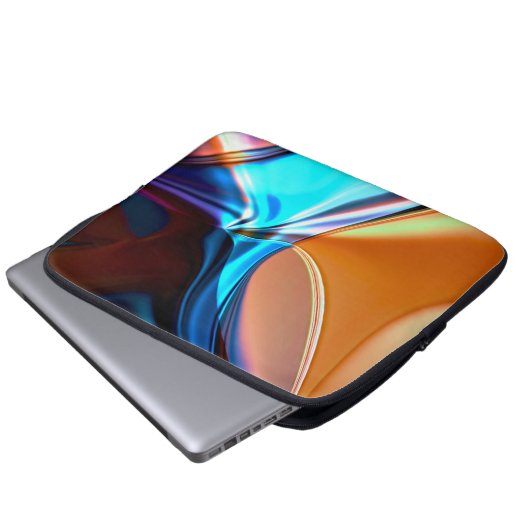 Verdrillte Kurven in nickelblau und Acrylorange Laptopschutzhülle (Vorne Knopf)
