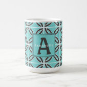 Verdrillte Linien in Mint und Grau, Name und Monog Kaffeetasse (Mittel)