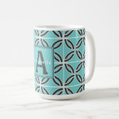 Verdrillte Linien in Mint und Grau, Name und Monog Kaffeetasse (VorderseiteRechts)