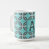 Verdrillte Linien in Mint und Grau, Name und Monog Kaffeetasse (Vorderseite Links)