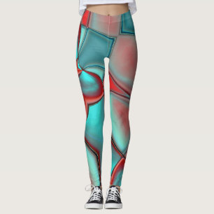 Verdrillte Teller mit konvexe Kantenrot und Türkis Leggings