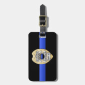 Verdünnen Sie blaue Linie "aus Furcht, dass wir" Gepäckanhänger (Vorderseite vertikal)