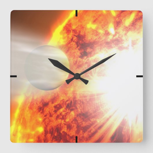 Verdunstung der Atmosphäre von Hd 189733b Quadratische Wanduhr (Vorderseite)