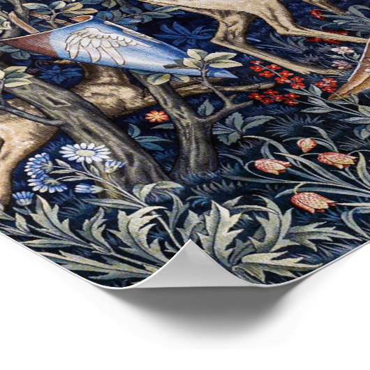 Verdure with Deer and Shields, William Morris Poster (Ecke)
