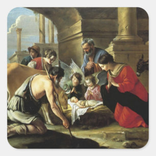 Verehren Schäfer des 17. Jahrhunderts Quadratischer Aufkleber