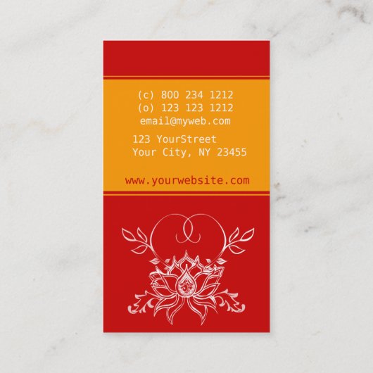 Verehrte heilige reine Lotos-Butike Visitenkarte (Rückseite)