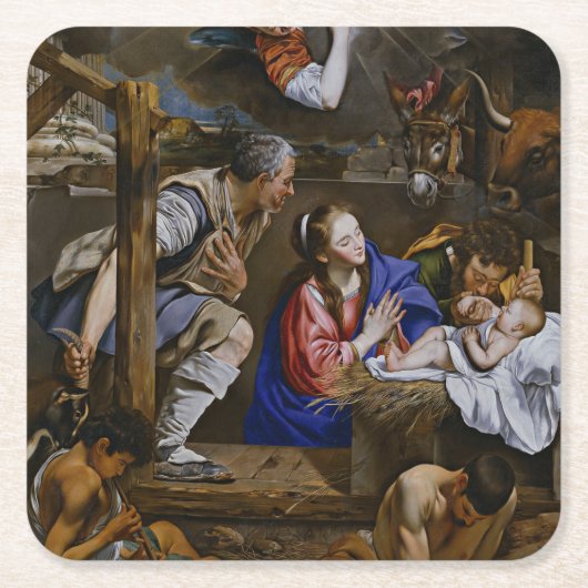 Verehrung der Hirten - Juan Bautista Maino Rechteckiger Pappuntersetzer (Vorderseite)