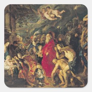 Verehrung der Magi, 1610 Quadratischer Aufkleber