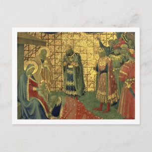 Verehrung der Magi, Details aus einer Predella-Sch Postkarte