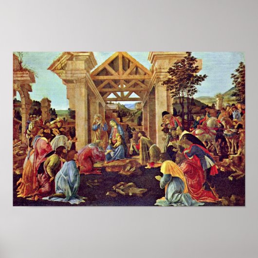 Verehrung der Magi (Washington) durch Botticelli Poster (Vorne)