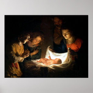 Verehrung des Kindes Jesus - Honthorst Poster