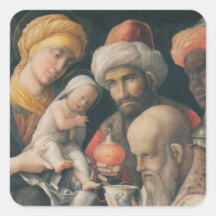 Verehrung des Magi, c.1495-1505 Quadratischer Aufkleber