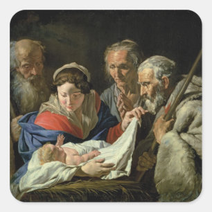 Verehrung des Säuglings Jesus Quadratischer Aufkleber