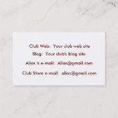 Verein-Visitenkarte auf Scheunentürhintergrund Visitenkarte (Rückseite)