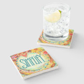 Vereinfachen Sie Hübsche Herzkrankheiten Blume tri Steinuntersetzer (Seitenansicht)