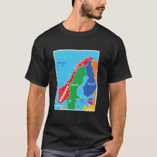 vereinfachte Farbkarte für Norwegen mit Nachbarlan T-Shirt
