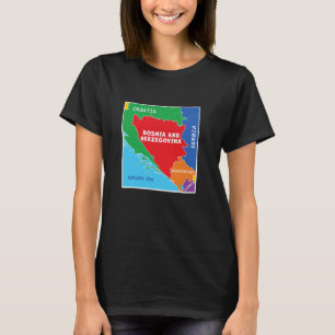Vereinfachte politische Landkarte von Bosnien und T-Shirt
