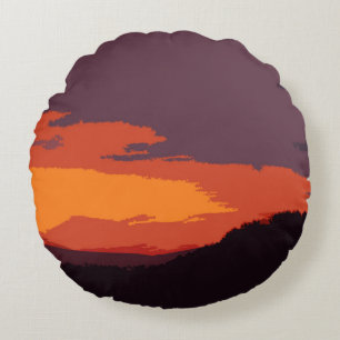 Vereinfachter Sonnenuntergang Rundes Kissen