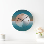 Vereinfachtes abstraktes Design in Silver Tan Blue Große Wanduhr (Zuhause)