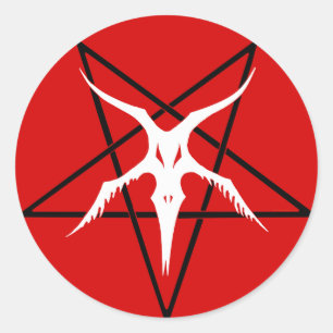 Vereinfachtes Baphomet Pentagram - rot Runder Aufkleber