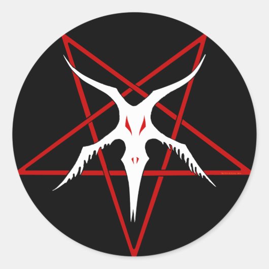 Vereinfachtes Baphomet Pentagram - Schwarz Runder Aufkleber (Vorderseite)