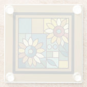 Vereinfachtes Sonnenblumenmosaik Glasuntersetzer (Rückseite)