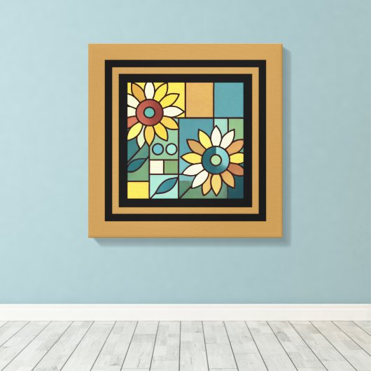 Vereinfachtes Sonnenblumenmosaik Leinwanddruck (Insitu (Holzboden))