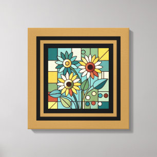 Vereinfachtes Sonnenblumenmosaik Leinwanddruck