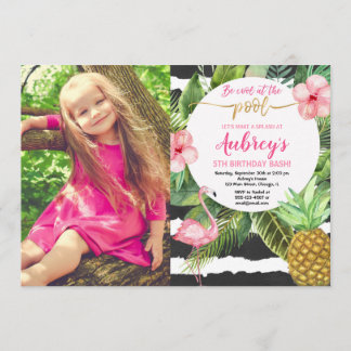 Vereinigen Sie Partymädchengeburtstag, tropisches Einladung