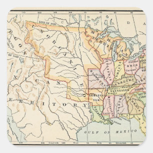 Vereinigte Staaten 1830 Historische Kartenillustra Quadratischer Aufkleber