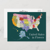 Vereinigte Staaten in Blume - Alt Back Design Post Postkarte (Vorne/Hinten)