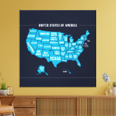 Vereinigte Staaten Karte Teal Minimales Design Leinwanddruck (Insitu (Wohnzimmer))