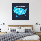 Vereinigte Staaten Karte Teal Minimales Design Leinwanddruck (Insitu (Schlafzimmer))