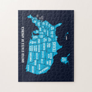 Vereinigte Staaten Karte Teal Minimales Design Puzzle