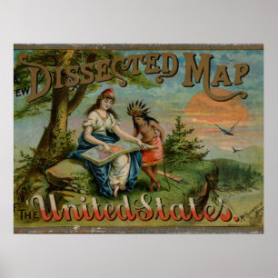 Vereinigte Staaten Karte, Vintage Poster