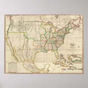 Vereinigte Staaten mit den angrenzenden Briten Poster