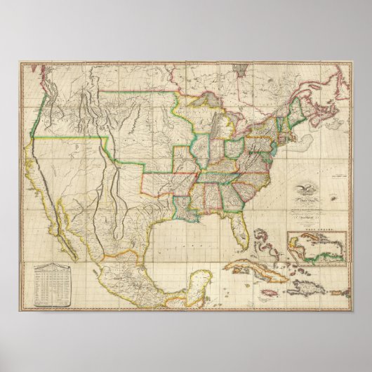 Vereinigte Staaten mit den benachbarten Briten Poster (Vorne)