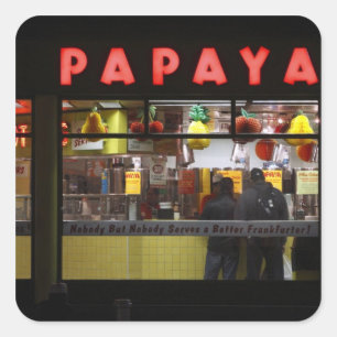 Vereinigte Staaten, New York. Gray's Papaya: Fenst Quadratischer Aufkleber
